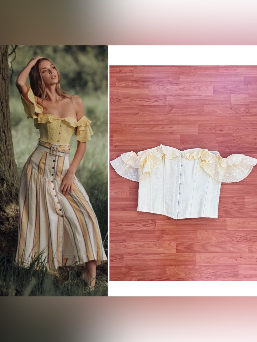 Corset Story Embroidered Eyelet Ruffle Off Shoulder Corset Top